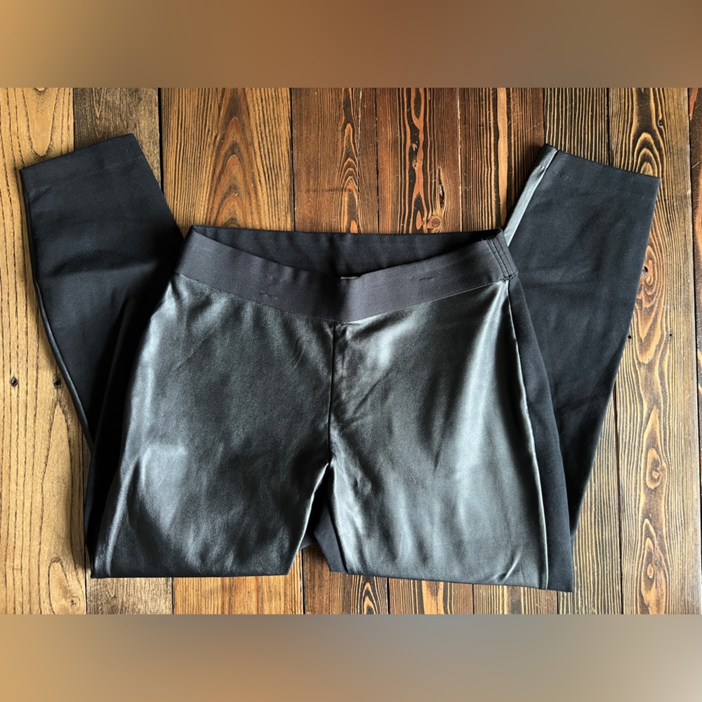 GAP • black faux leather leggings pull-on pant edgy chic night out moto style